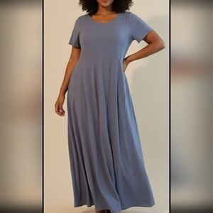 Chadwicks Blue Cotton Maxi Dress Size 1X Neutral Relaxed Fit Versatile Casual